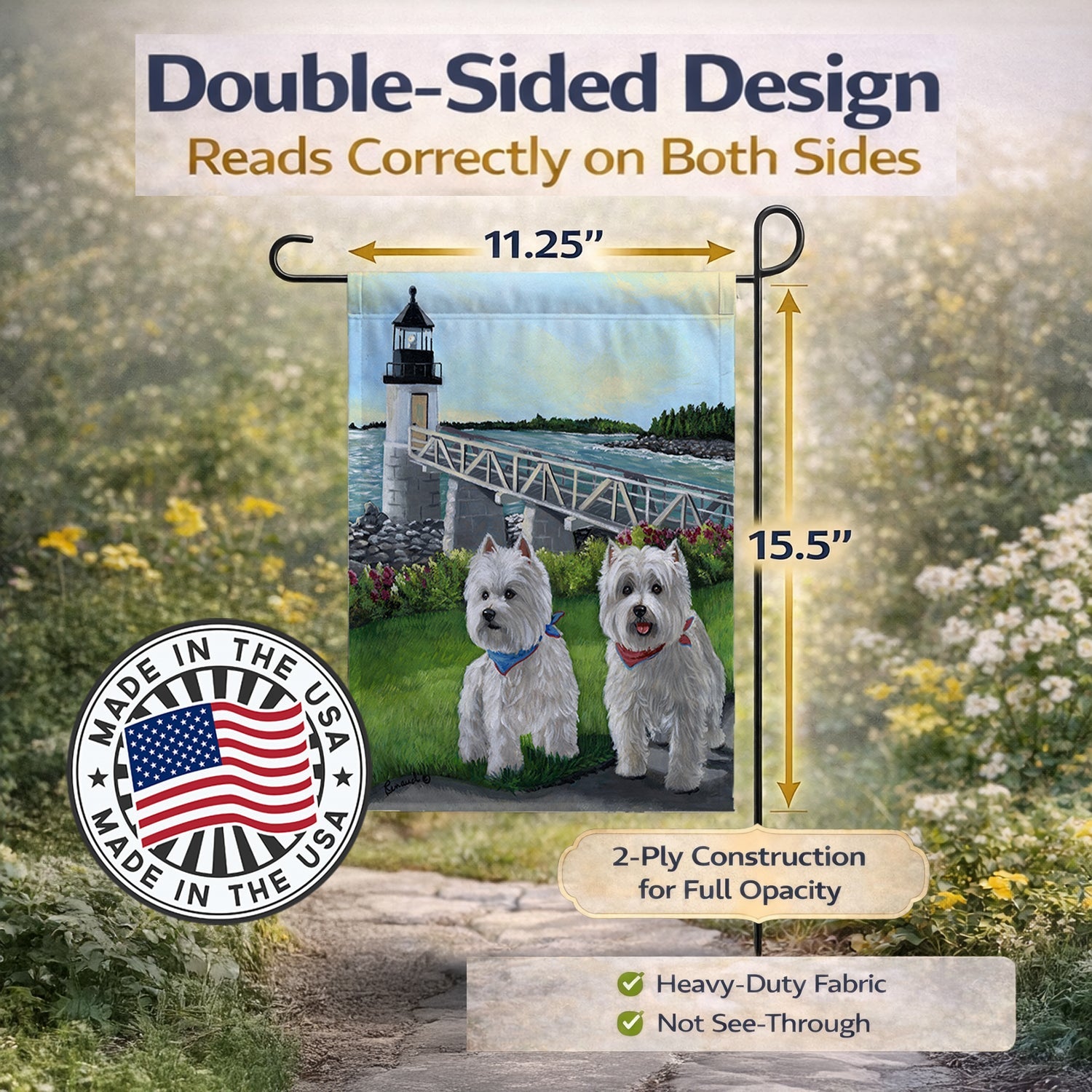 Westie Schooner & Annie Garden Flag Mailbox Decorative Yard Banner Outside Patio Artwork for Flower Beds, Garden Size, Multicolor