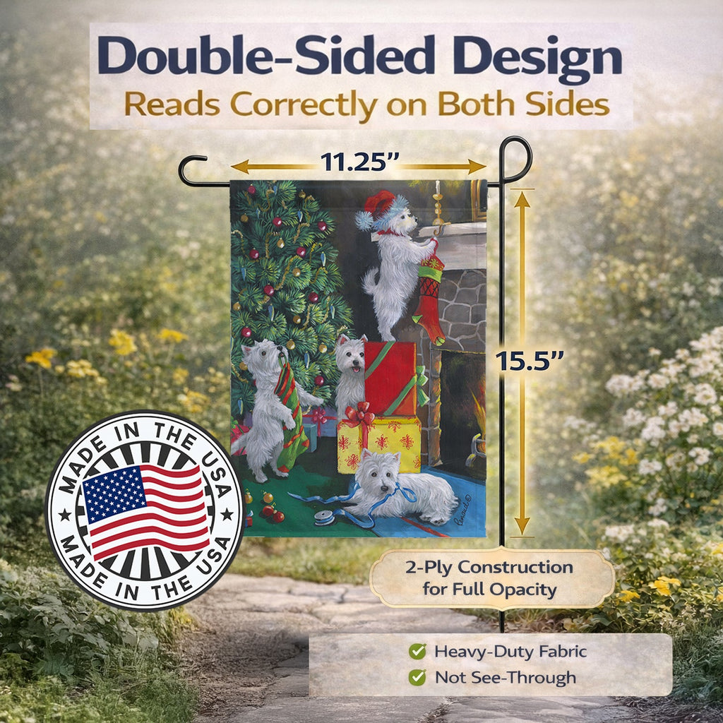 Westie Christmas Decorating Garden Flag Mailbox Decorative Yard Banner Outside Patio Artwork for Flower Beds, Garden Size, Multicolor