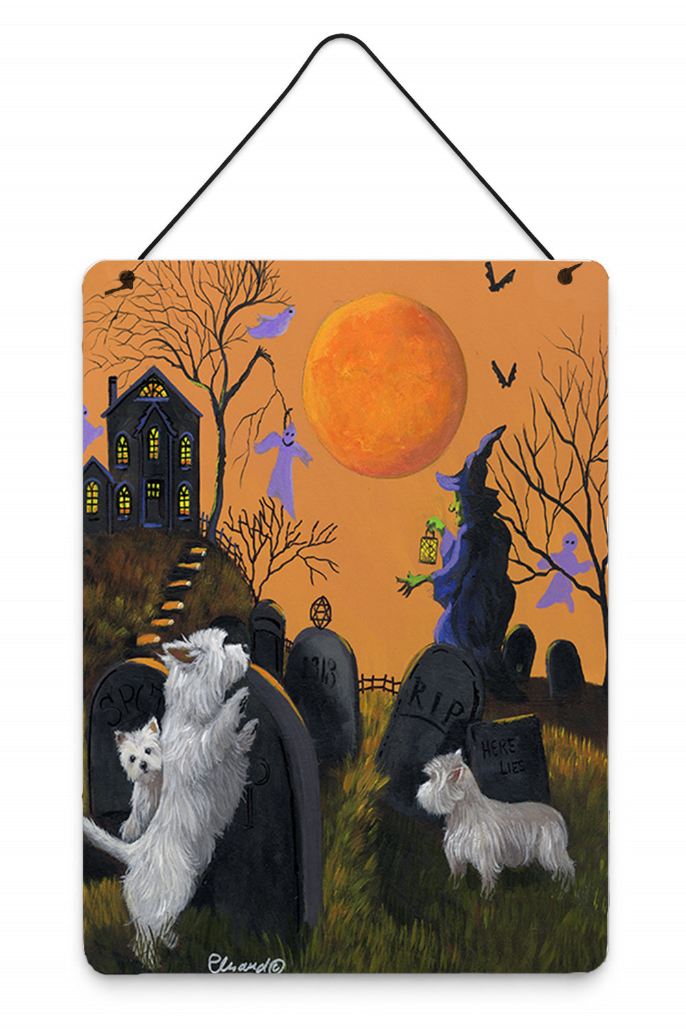 Westie Wicked Witch Wall or Door Hanging Prints Aluminum Metal Sign Kitchen Wall Bar Bathroom Plaque Home Decor Front Door Plaque, 12x16, Multicolor