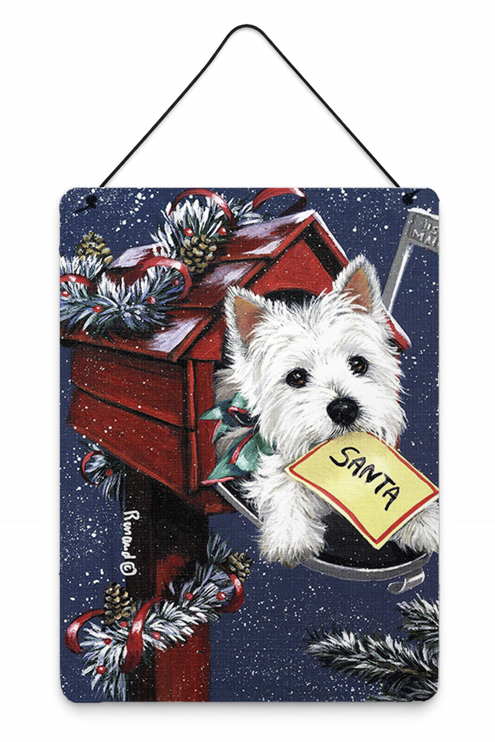 Westie Zoe's Christmas List Wall or Door Hanging Prints Aluminum Metal Sign Kitchen Wall Bar Bathroom Plaque Home Decor Front Door Plaque, 12x16, Multicolor