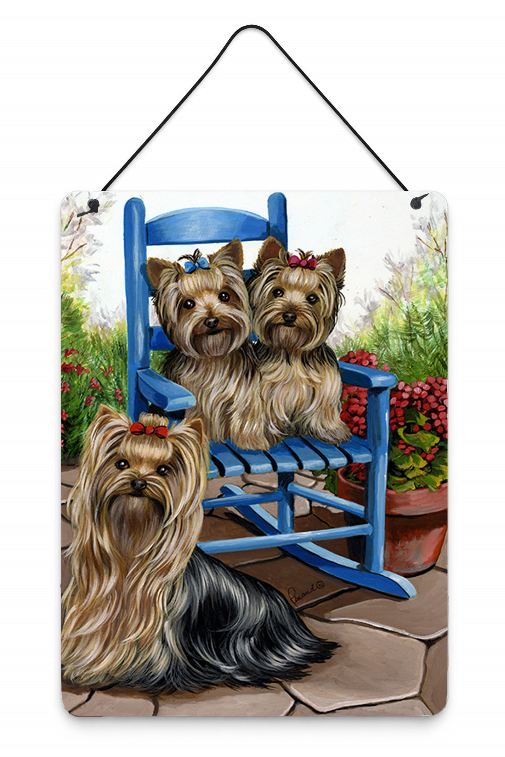 Yorkie Patio Sweethearts Wall or Door Hanging Prints Aluminum Metal Sign Kitchen Wall Bar Bathroom Plaque Home Decor Front Door Plaque, 12x16, Multicolor