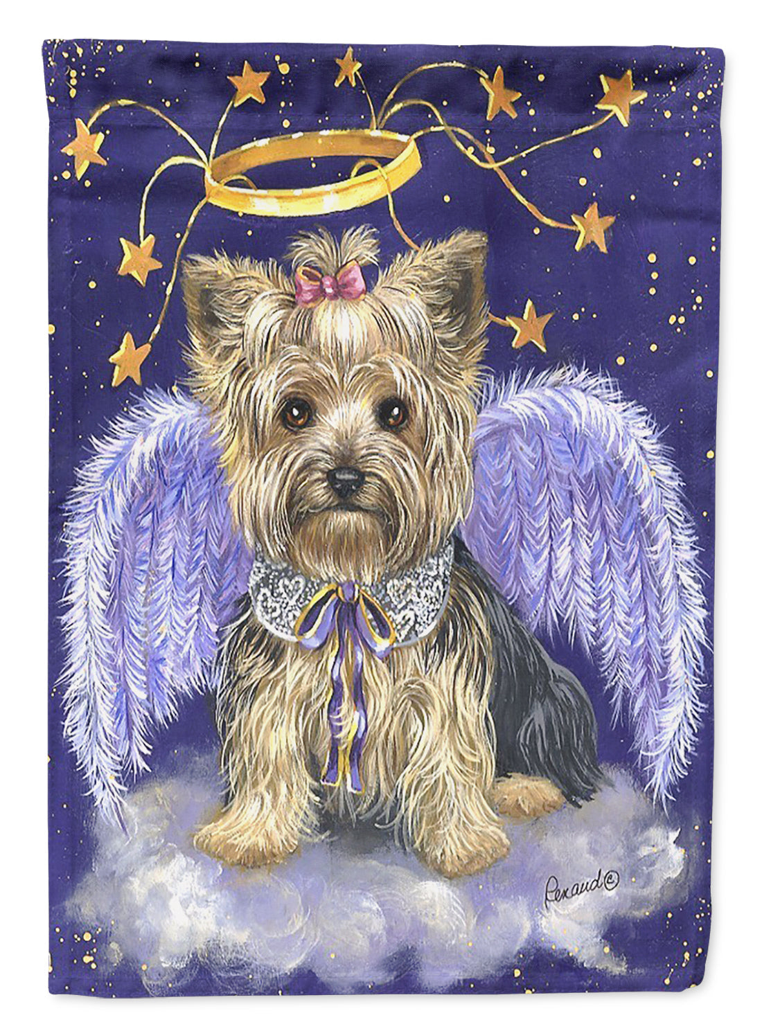 Yorkie Christmas Angel Garden Flag Mailbox Decorative Yard Banner Outside Patio Artwork for Flower Beds, Garden Size, Multicolor