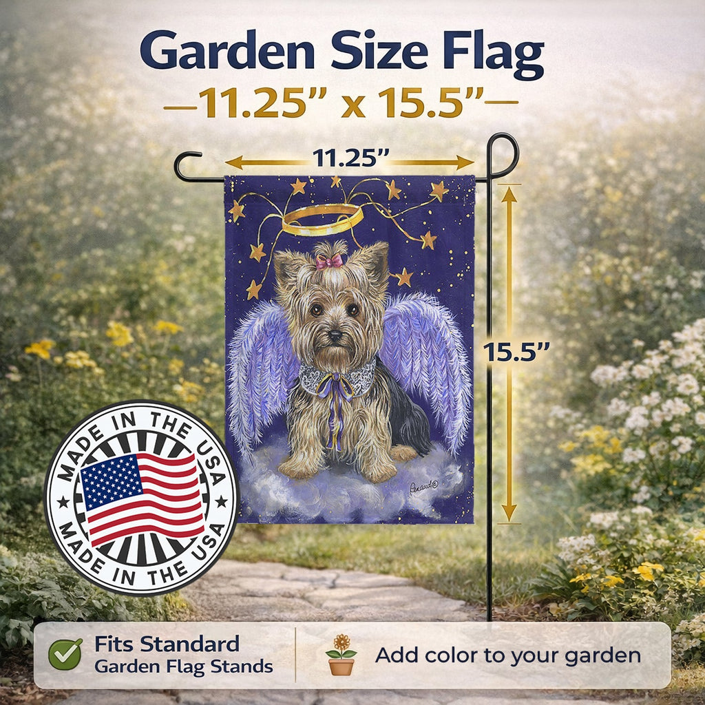 Yorkie Christmas Angel Garden Flag Mailbox Decorative Yard Banner Outside Patio Artwork for Flower Beds, Garden Size, Multicolor
