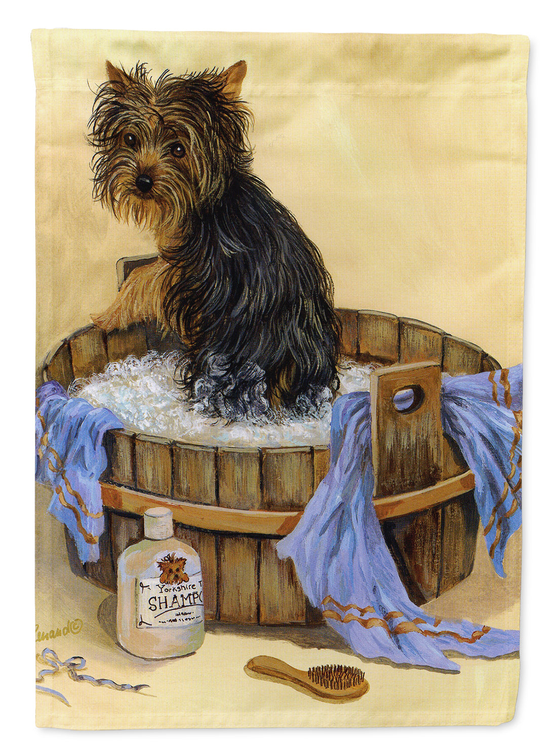 Yorkie Bath Time Garden Flag Mailbox Decorative Yard Banner Outside Patio Artwork for Flower Beds, Garden Size, Multicolor