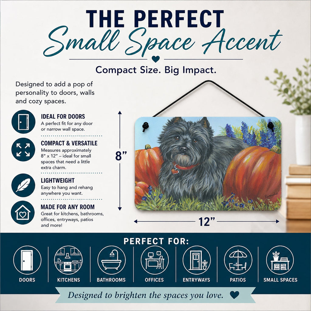 Cairn Terrier Mom's Pumpkins Wall or Door Hanging Prints Aluminum Metal Sign Kitchen Wall Bar Bathroom Plaque Home Decor, 8HX12W, Multicolor