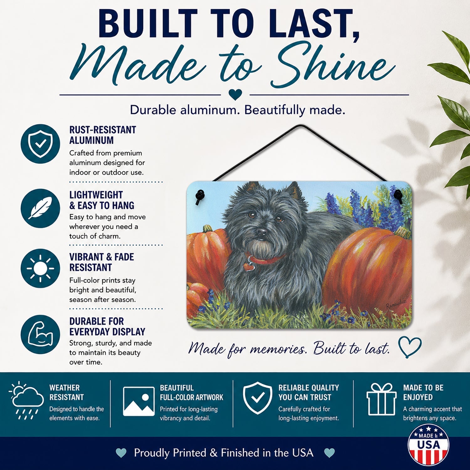 Cairn Terrier Mom's Pumpkins Wall or Door Hanging Prints Aluminum Metal Sign Kitchen Wall Bar Bathroom Plaque Home Decor, 8HX12W, Multicolor