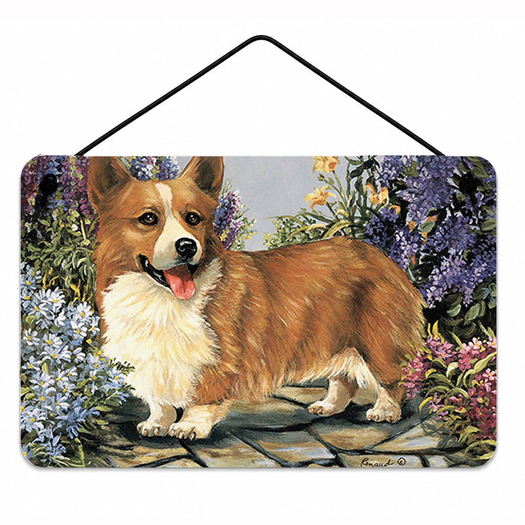 Corgi Garden Georgi Wall or Door Hanging Prints Aluminum Metal Sign Kitchen Wall Bar Bathroom Plaque Home Decor, 8HX12W, Multicolor