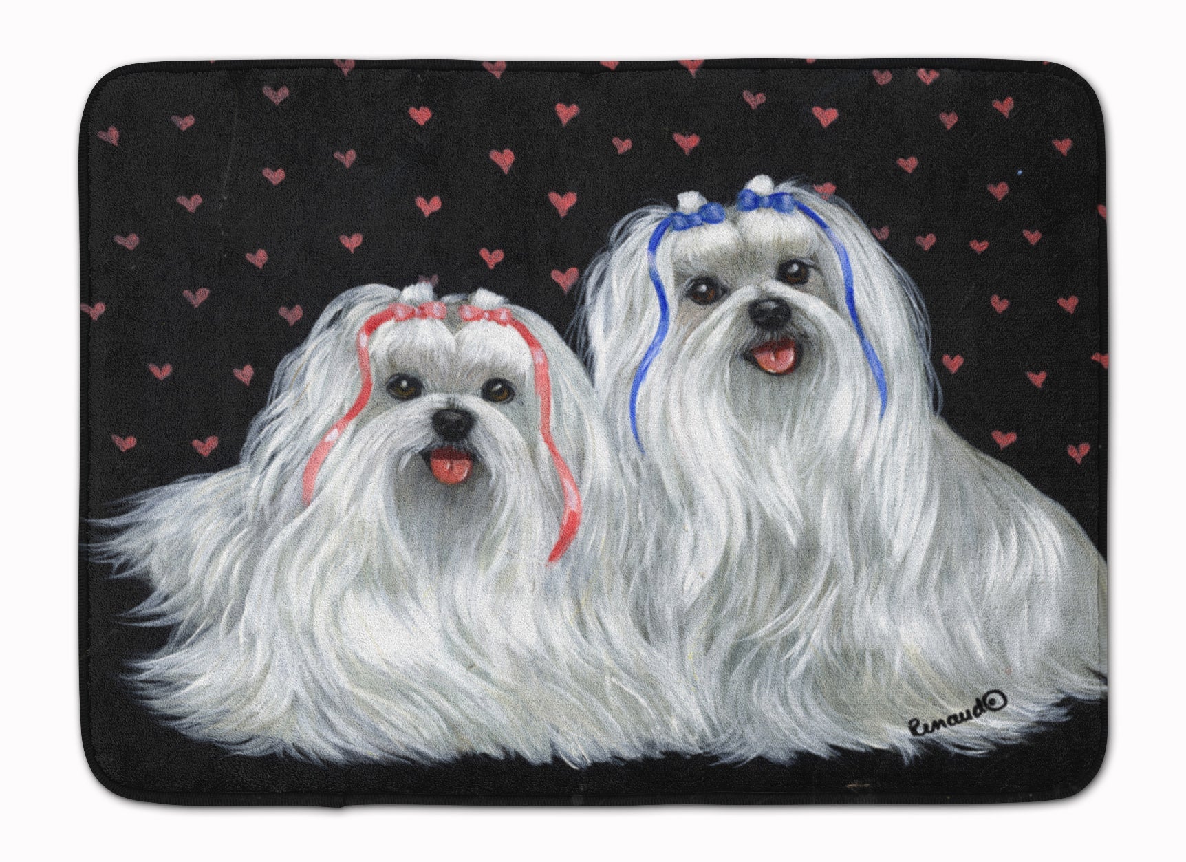 Maltese Sweethearts Memory Foam Kitchen Mat Machine Washable Anti-Fatigue Cushion Comfort Bath or Kitchen Rug
