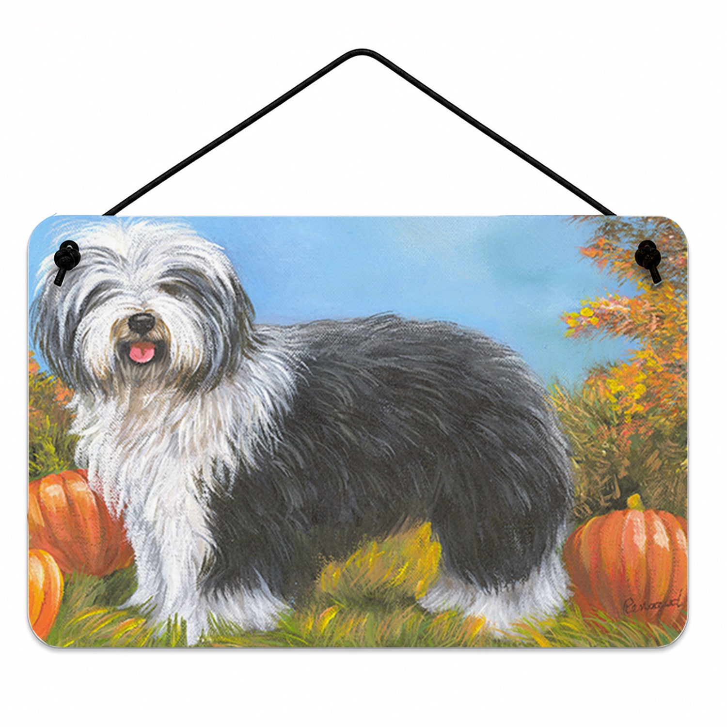Old English Sheepdog Ocotoberfest Wall or Door Hanging Prints Aluminum Metal Sign Kitchen Wall Bar Bathroom Plaque Home Decor, 8HX12W, Multicolor