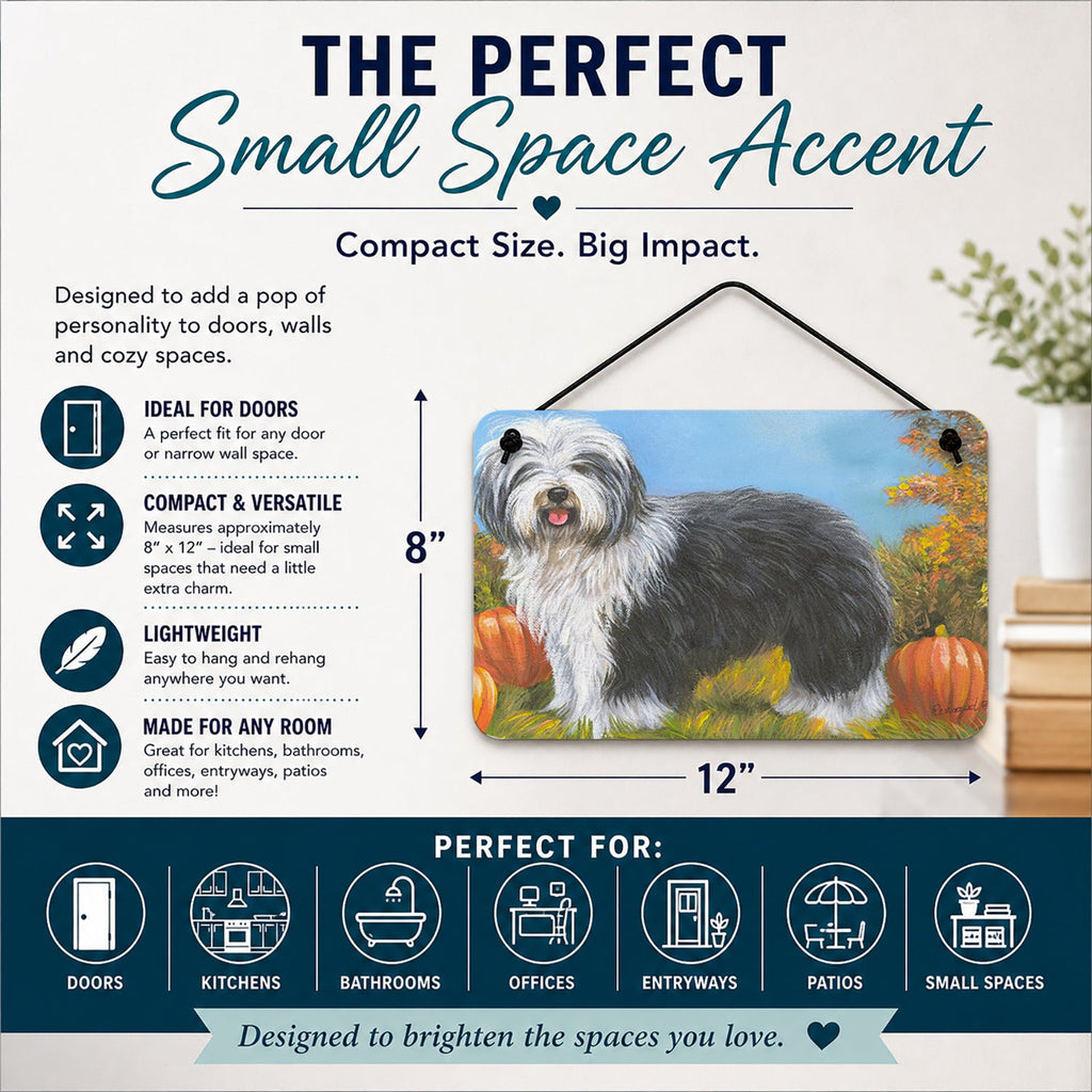 Old English Sheepdog Ocotoberfest Wall or Door Hanging Prints Aluminum Metal Sign Kitchen Wall Bar Bathroom Plaque Home Decor, 8HX12W, Multicolor