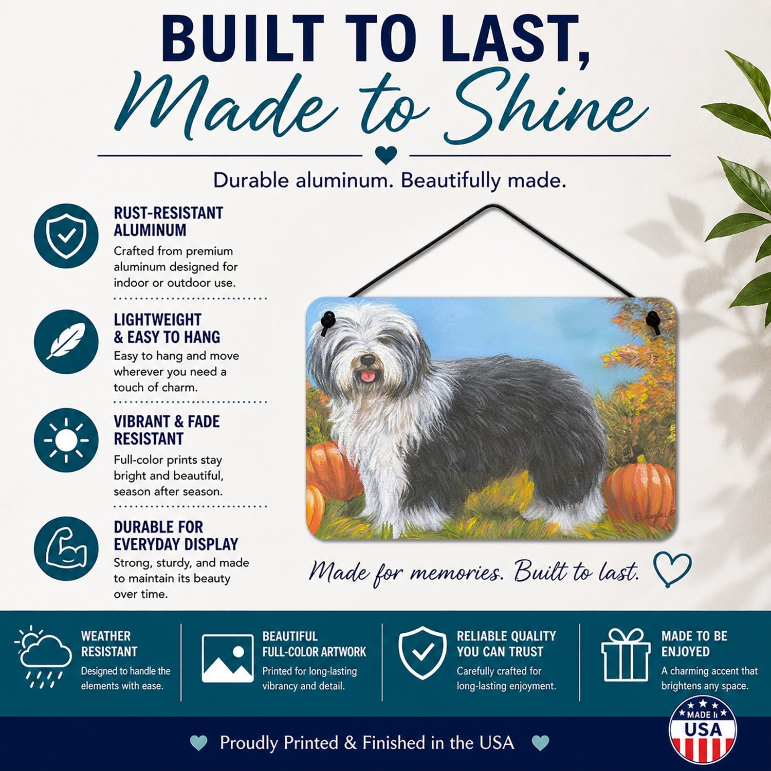 Old English Sheepdog Ocotoberfest Wall or Door Hanging Prints Aluminum Metal Sign Kitchen Wall Bar Bathroom Plaque Home Decor, 8HX12W, Multicolor