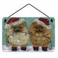 Pomeranian Christmas Lighten Up Wall or Door Hanging Prints Aluminum Metal Sign Kitchen Wall Bar Bathroom Plaque Home Decor, 8HX12W, Multicolor
