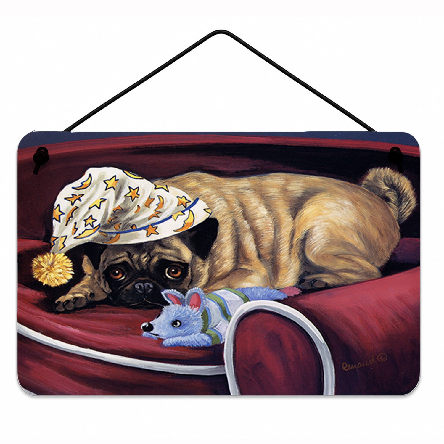 Pug Goodnight Sweetheart Wall or Door Hanging Prints Aluminum Metal Sign Kitchen Wall Bar Bathroom Plaque Home Decor, 8HX12W, Multicolor