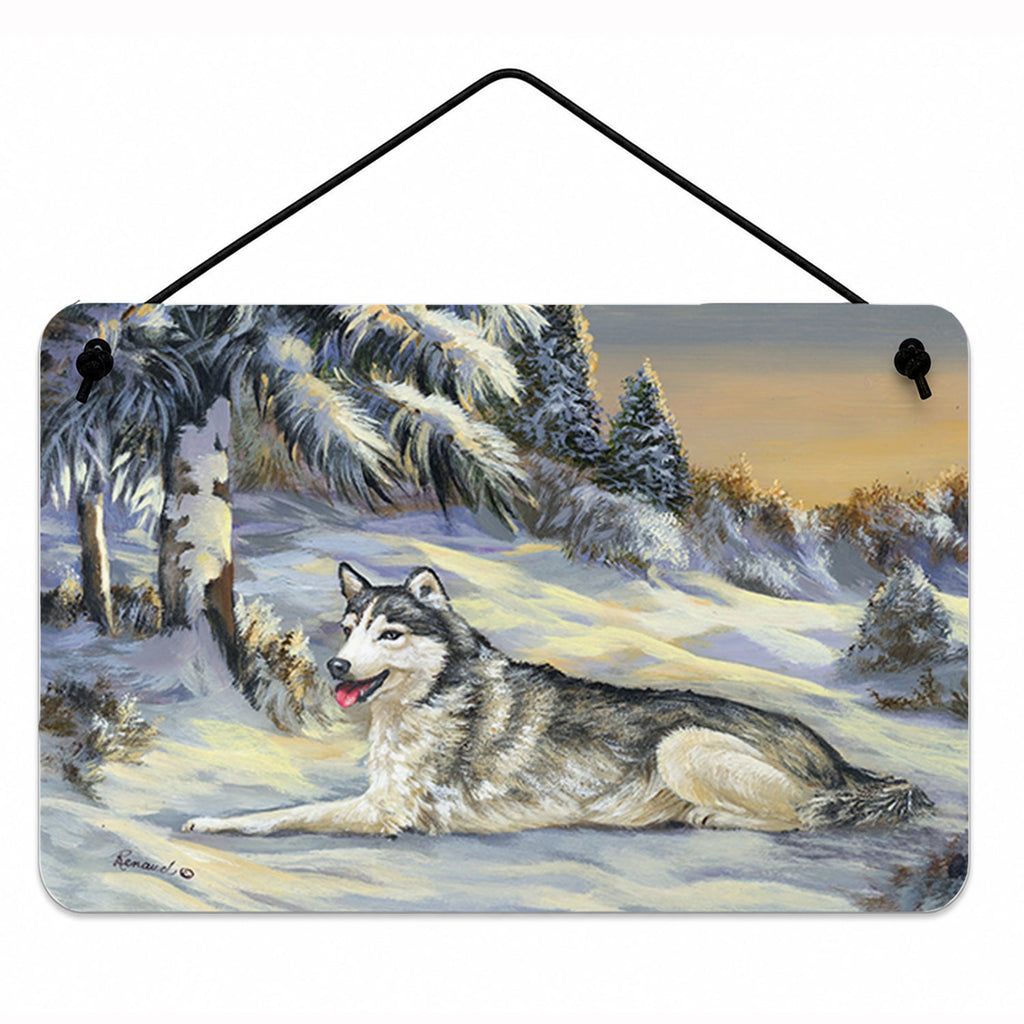 Siberian Husky Winterscape Wall or Door Hanging Prints Aluminum Metal Sign Kitchen Wall Bar Bathroom Plaque Home Decor, 8HX12W, Multicolor