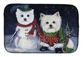 Westie Christmas Self Portrait Dish Drying Mat Absorbent Dish Drying Mat Pad for Kitchen Counter Dish Drainer Mat for Countertop, 14 x 21", Multicolor