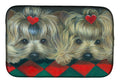Yorkshire Terrier Yorkie 2 Hearts Dish Drying Mat Absorbent Dish Drying Mat Pad for Kitchen Counter Dish Drainer Mat for Countertop, 14 x 21", Multicolor