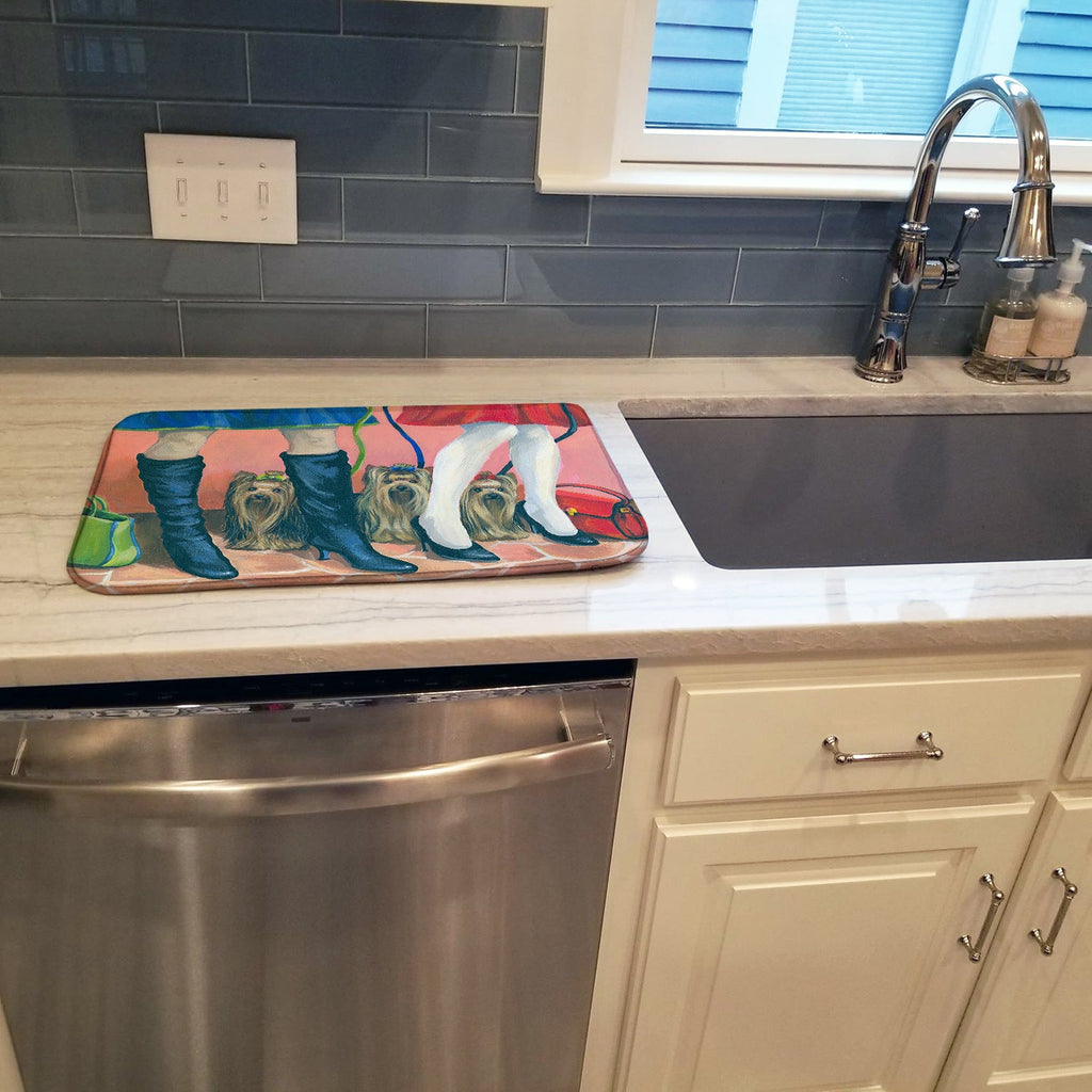 Yorkshire Terrier Yorkie on the Go Dish Drying Mat Absorbent Dish Drying Mat Pad for Kitchen Counter Dish Drainer Mat for Countertop, 14 x 21", Multicolor