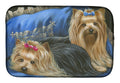 Yorkshire Terrier Yorkie Satin and Lace Dish Drying Mat Absorbent Dish Drying Mat Pad for Kitchen Counter Dish Drainer Mat for Countertop, 14 x 21", Multicolor