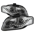 SPYDER xTune Audi A4 06-08 Projector Headlights - Halogen Model Only - DRL LED - Chrome PRO-JH-AA406-DRL-C 9036088