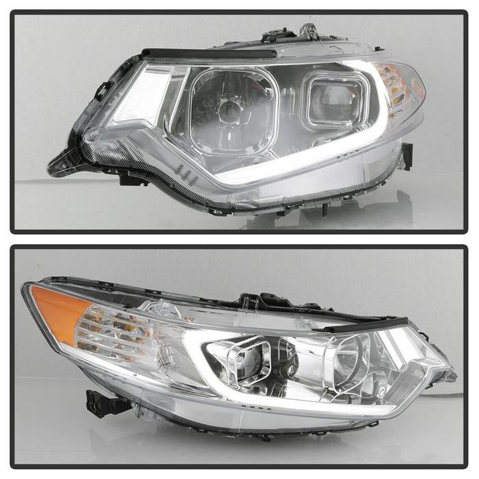 SPYDER xTune 09-14 Acura Projector Headlights - Light Bar DRL - Chrome (PRO-JH-ATSX09-LB-C) 9042225