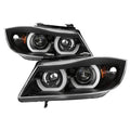 SPYDER xTune 06-08 BMW 3-Series E90 4dr Projector Headlights - Halogen - DRL - Black (PRO-JH-BE9006-FL-BK) 9041716