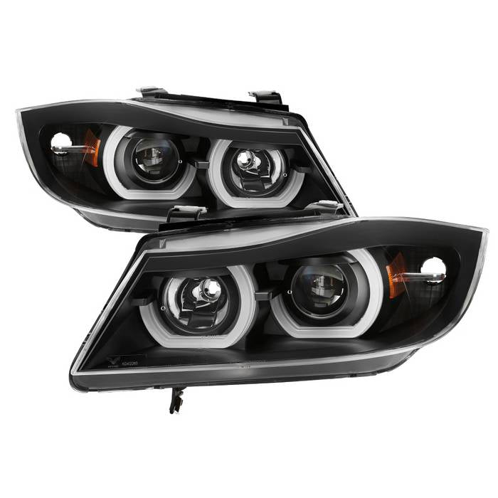 SPYDER xTune 06-08 BMW 3-Series E90 4dr Projector Headlights - Halogen - DRL - Black (PRO-JH-BE9006-FL-BK) 9041716