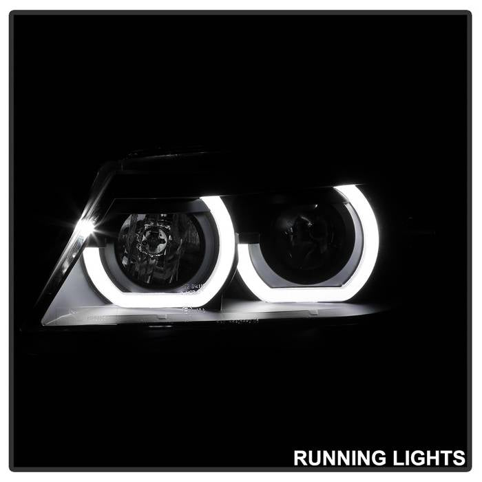 SPYDER xTune 06-08 BMW 3-Series E90 4dr Projector Headlights - Halogen - DRL - Black (PRO-JH-BE9006-FL-BK) 9041716