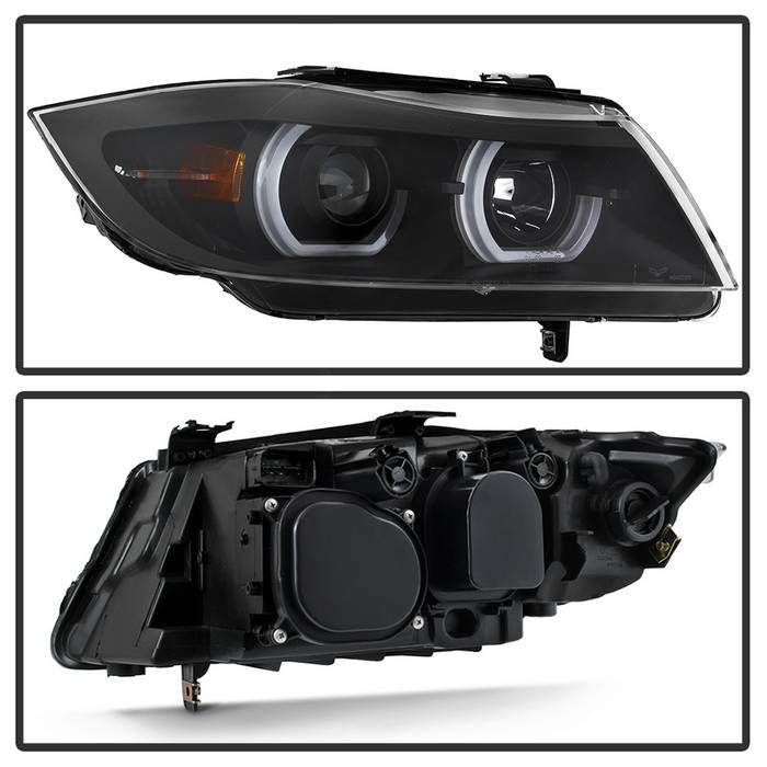 SPYDER xTune 06-08 BMW 3-Series E90 4dr Projector Headlights - Halogen - DRL - Black (PRO-JH-BE9006-FL-BK) 9041716