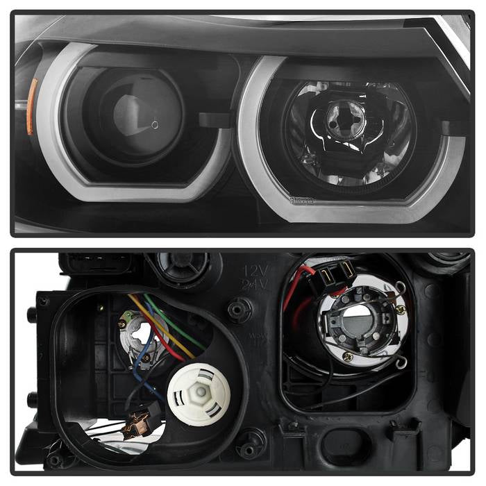 SPYDER xTune 06-08 BMW 3-Series E90 4dr Projector Headlights - Halogen - DRL - Black (PRO-JH-BE9006-FL-BK) 9041716