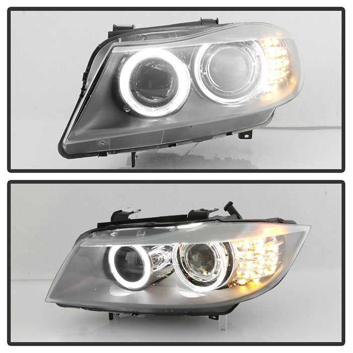 SPYDER xTune 08-13 BMW 3-Series E90/E91 4DR OEM Style Halogen Proj Headlights -Blk (PRO-JH-BE9009-AM-BK) 9943621