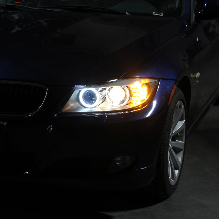 SPYDER xTune 08-13 BMW 3-Series E90/E91 4DR OEM Style Halogen Proj Headlights -Blk (PRO-JH-BE9009-AM-BK) 9943621