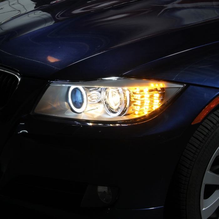 SPYDER xTune 08-13 BMW 3-Series E90/E91 4DR OEM Style Halogen Proj Headlights -Blk (PRO-JH-BE9009-AM-BK) 9943621
