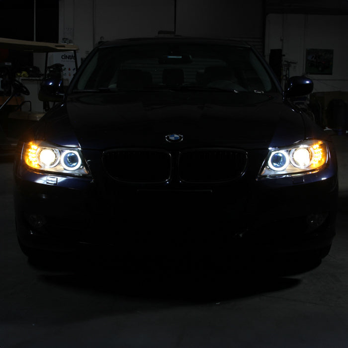 SPYDER xTune 08-13 BMW 3-Series E90/E91 4DR OEM Style Halogen Proj Headlights -Blk (PRO-JH-BE9009-AM-BK) 9943621