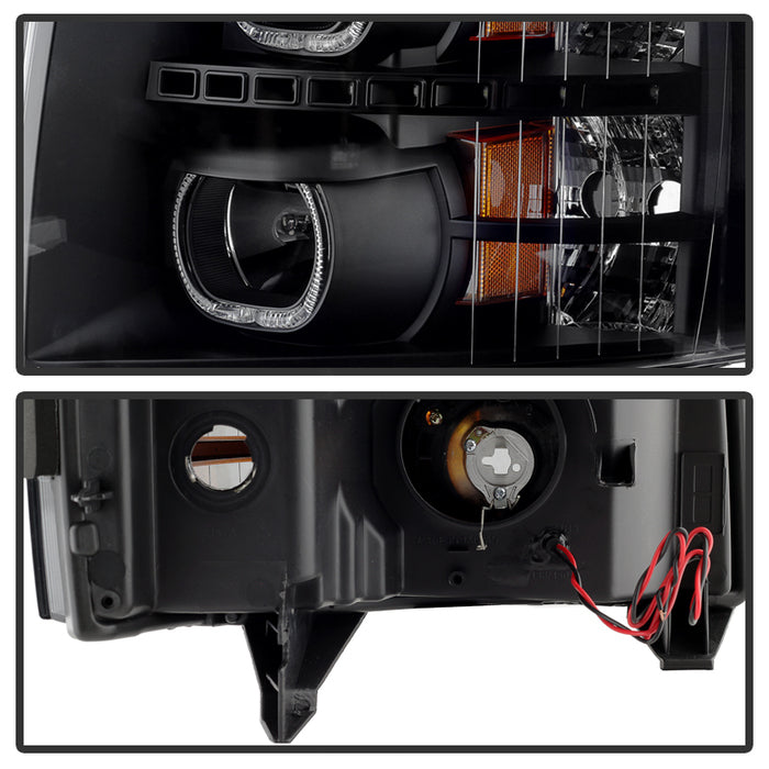 SPYDER Xtune Chevy Silverado 1500/2500/3500 07-13 LED Halo Projector Headlights Black PRO-JH-CSIL07-CFB-BK 9032189