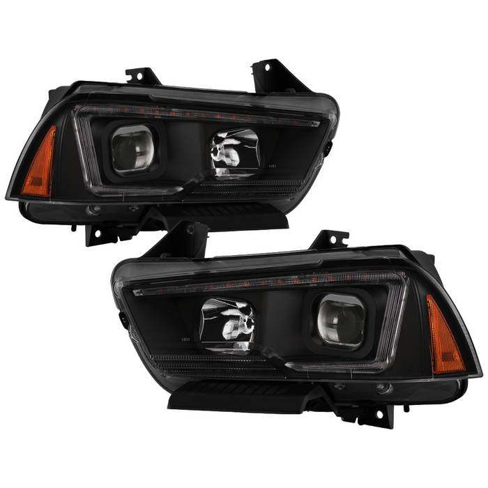 SPYDER xTune 11-14 Dodge Charger Projector Headlights - Halogen - DRL - Black (PRO-JH-DCHA11-LB-BK) 9041730