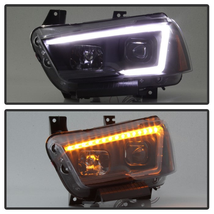SPYDER xTune 11-14 Dodge Charger Projector Headlights - Halogen - DRL - Black (PRO-JH-DCHA11-LB-BK) 9041730