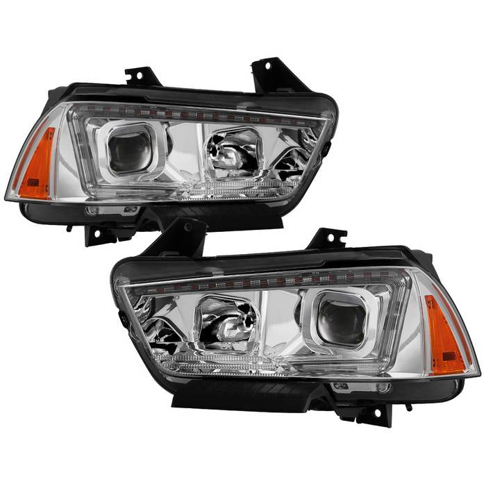 SPYDER xTune 11-14 Dodge Charger Projector Headlights - Halogen - DRL - Chrome (PRO-JH-DCHA11-LB-C) 9041754