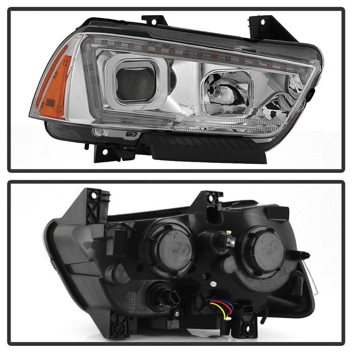 SPYDER xTune 11-14 Dodge Charger Projector Headlights - Halogen - DRL - Chrome (PRO-JH-DCHA11-LB-C) 9041754