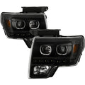 SPYDER Xtune Ford F150 09-14 Projector Headlights Halogen Model Only LED Halo Black PRO-JH-FF15009-CFB-BK 9032226