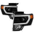 SPYDER xTune Ford F150 Projector Headlights - Light Bar DRL - Black PRO-JH-FF15009-LBDRL-BK 9037252