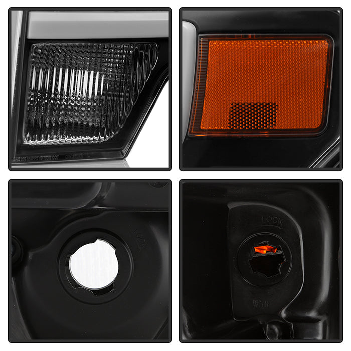 SPYDER xTune Ford F150 Projector Headlights - Light Bar DRL - Black PRO-JH-FF15009-LBDRL-BK 9037252