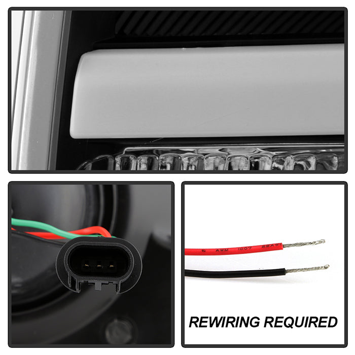 SPYDER xTune Ford F150 Projector Headlights - Light Bar DRL - Black PRO-JH-FF15009-LBDRL-BK 9037252