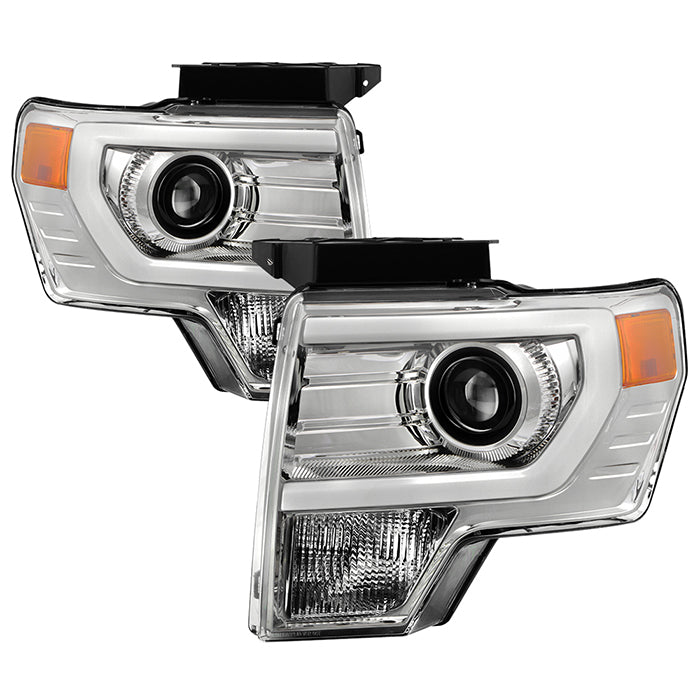 SPYDER xTune Ford F-150 09-14 Projector Headlights - Light Bar DRL - Chrome PRO-JH-FF15009-LBDRL-C 9037269