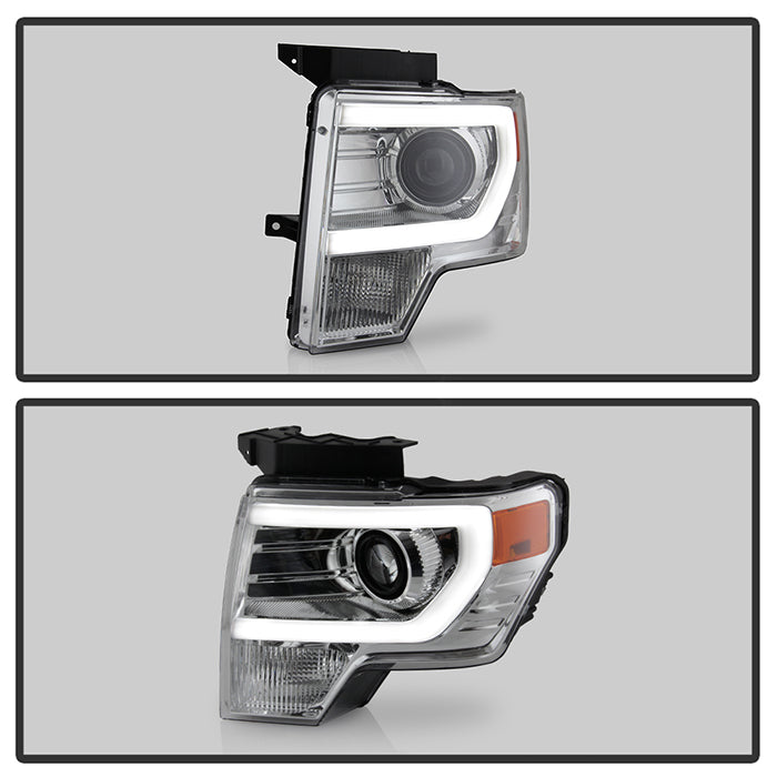 SPYDER xTune Ford F-150 09-14 Projector Headlights - Light Bar DRL - Chrome PRO-JH-FF15009-LBDRL-C 9037269
