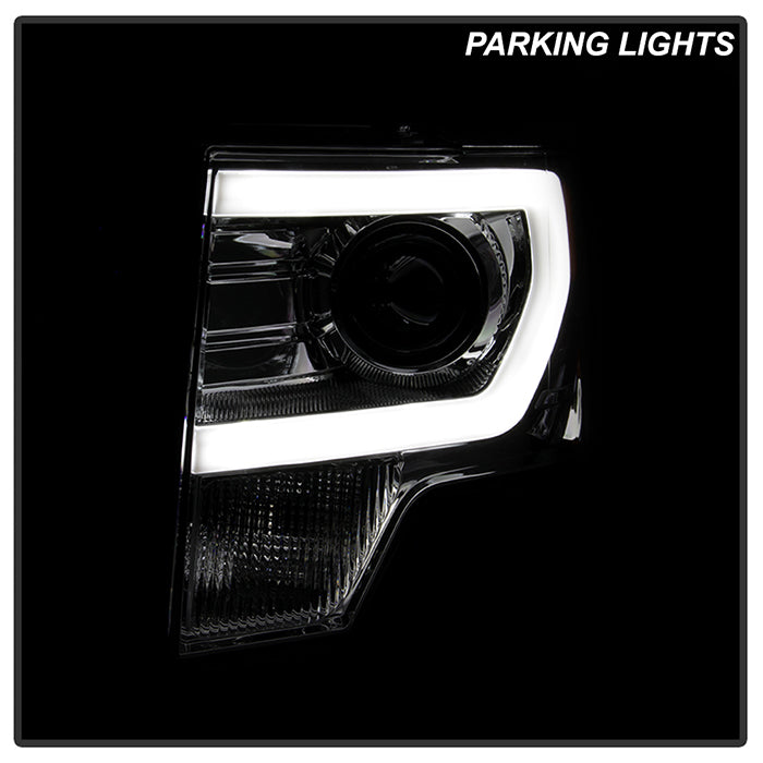 SPYDER xTune Ford F-150 09-14 Projector Headlights - Light Bar DRL - Chrome PRO-JH-FF15009-LBDRL-C 9037269