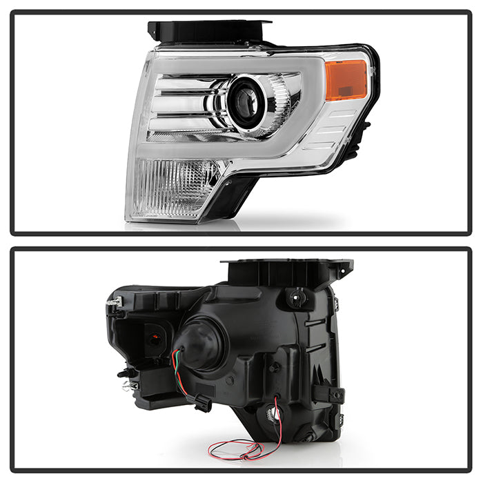 SPYDER xTune Ford F-150 09-14 Projector Headlights - Light Bar DRL - Chrome PRO-JH-FF15009-LBDRL-C 9037269
