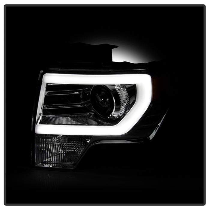 SPYDER xTune Ford F-150 09-14 Projector Headlights - Light Bar DRL - Chrome PRO-JH-FF15009-LBDRL-C 9037269