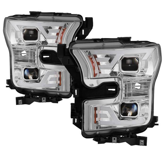 SPYDER xTune 15-17 Ford F-150 DRL LED Light Bar Projector Headlights - Chrome (PRO-JH-FF15015-LB-C) 9042959