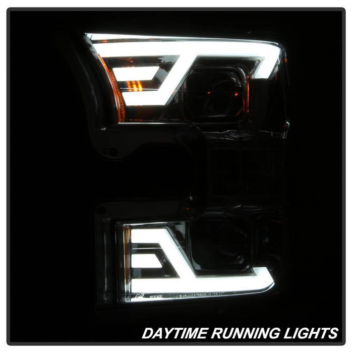 SPYDER xTune 15-17 Ford F-150 DRL LED Light Bar Projector Headlights - Chrome (PRO-JH-FF15015-LB-C) 9042959