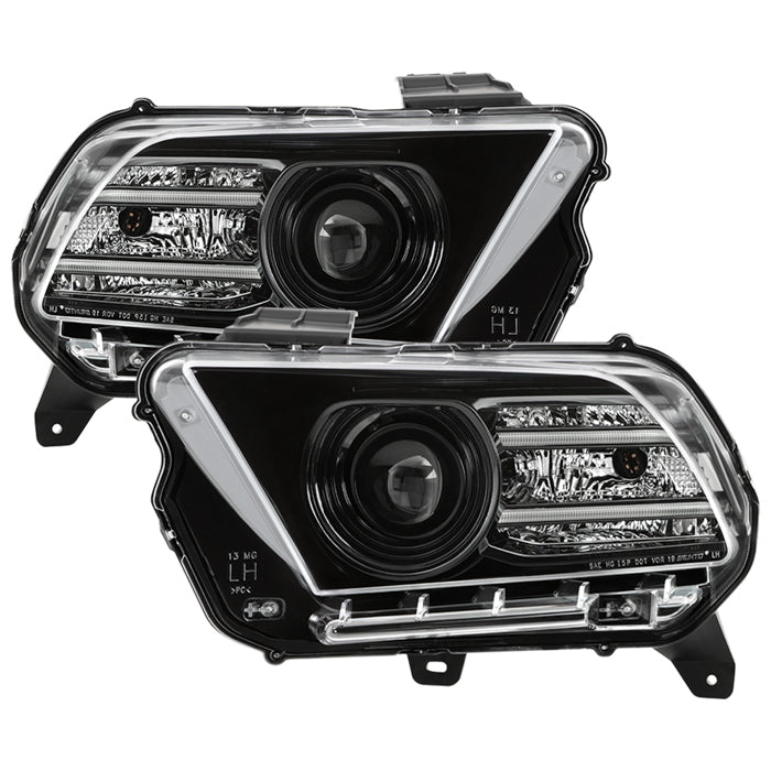 SPYDER xTune 10-14 Ford Mustang Halogen w/LED DRL Projector Headlights Black PRO-JH-FM10-LED-BK 9946271